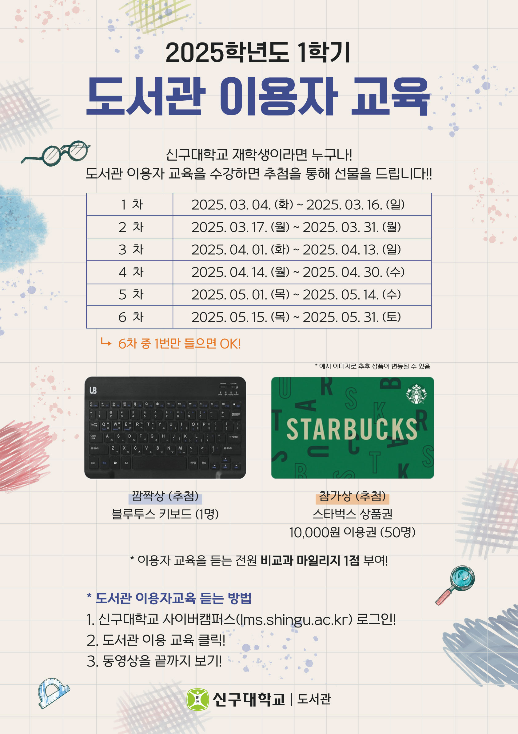 2025학년도 1학기 도서관 이용자교육(~5/31)